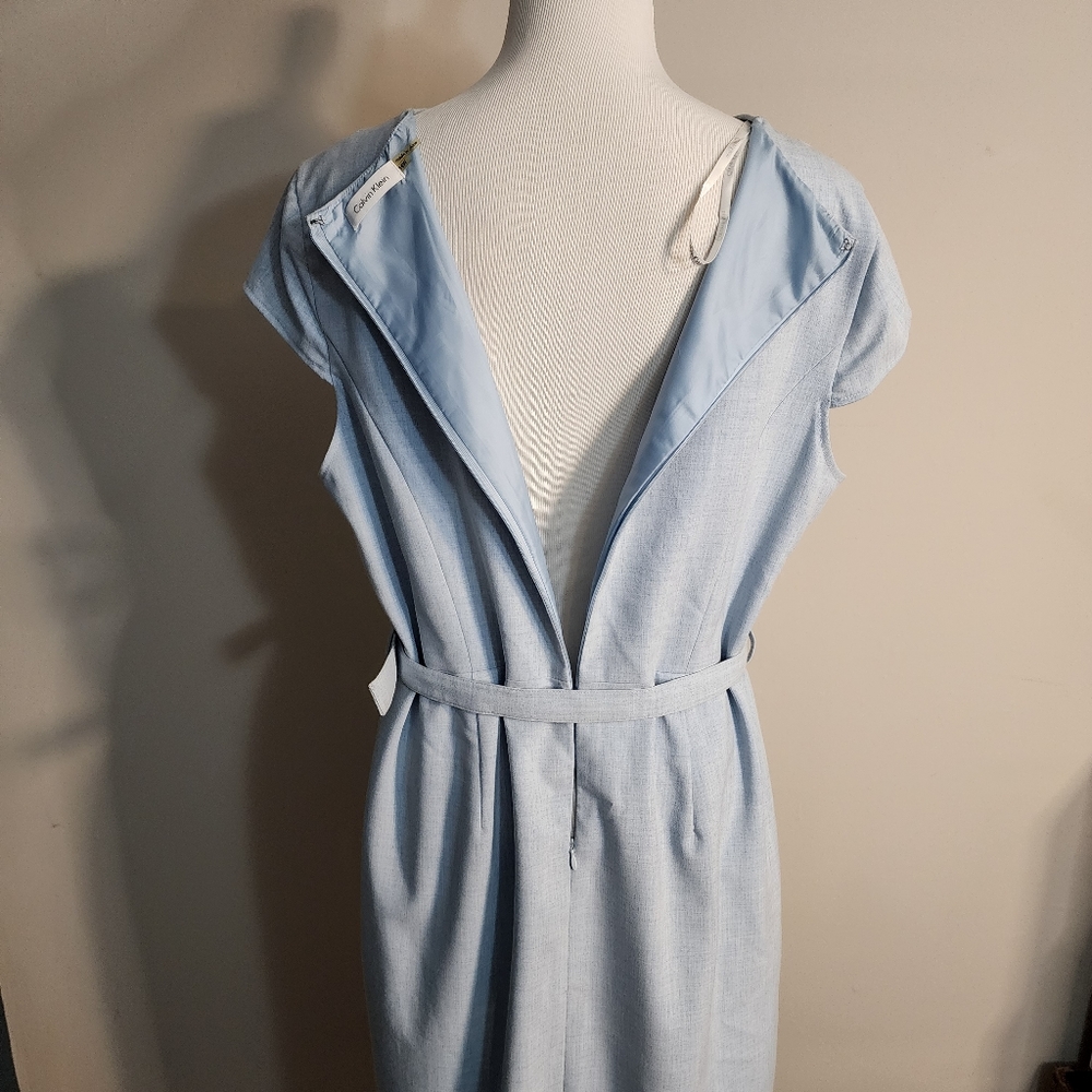 Calvin Klein Light Blue Midi Dress with Belt - Picture 8 of 10